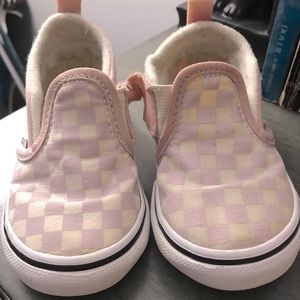 Vans Toddler Checkered Lilac Slip On V Sneakers Size 6.5